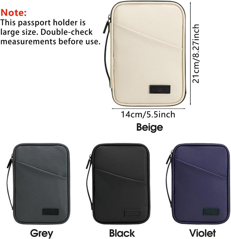 Higoney Waterproof Passport Holder, RFID Blocking Wallet, Portable Travel Document Organizer for Men & Women (Beige) - Image 3